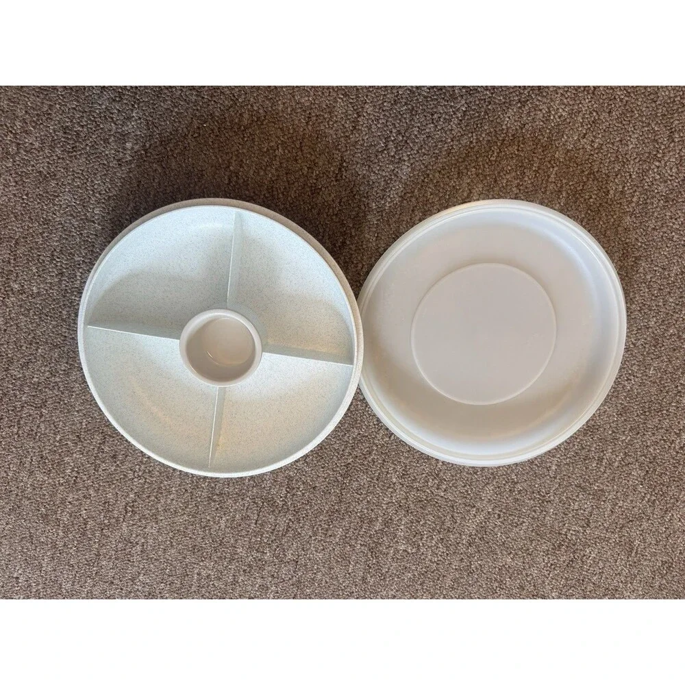 Vintage Tupperware 1708-02 Divided Serving Tray With Lid And Bowl EUC